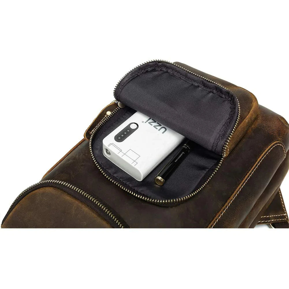 Men's Full Grain Buffalo Leather Sling Bag