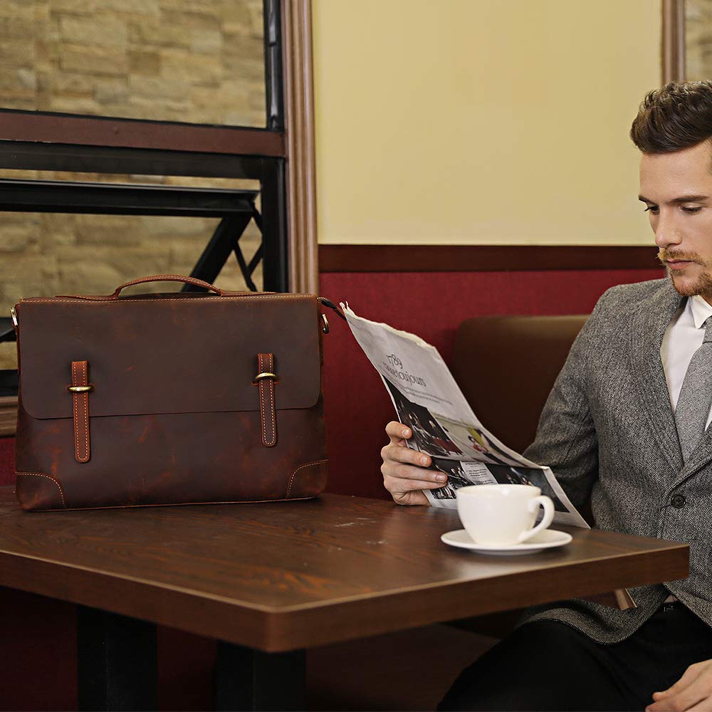 Full Grain Leather Laptop Office Briefcase