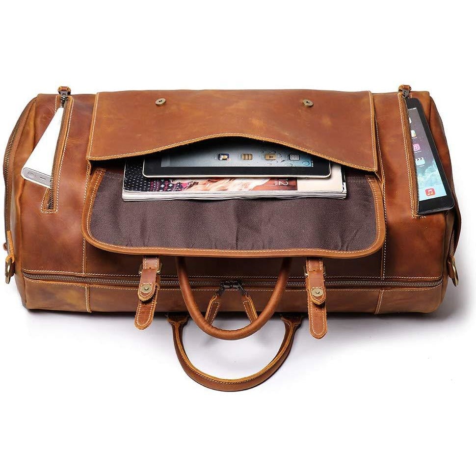 Crazy Horse Retro Buffalo Leather Duffle Bag