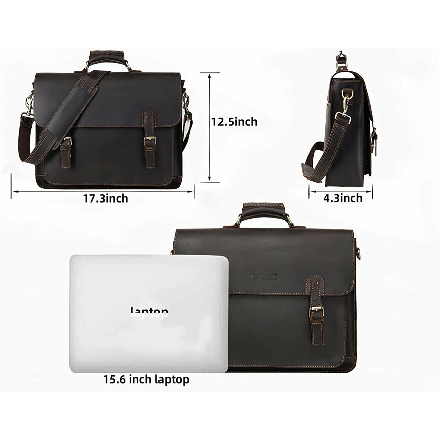 Full Grain Buffalo Leather Laptop Briefcase