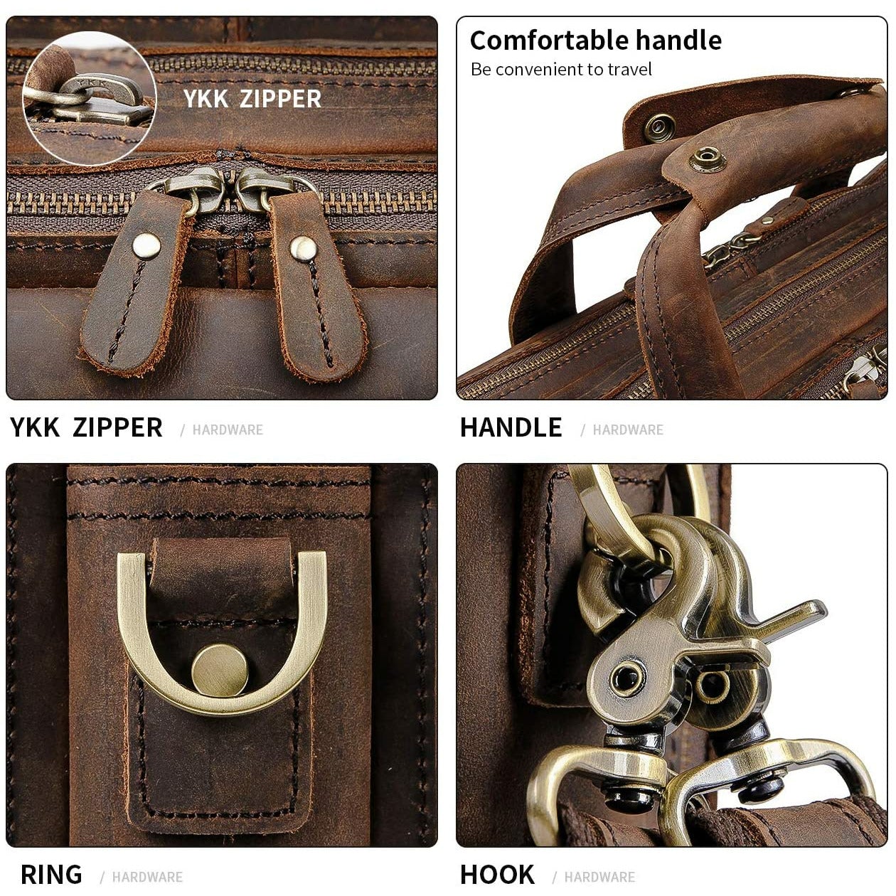 Retro Buffalo Leather Laptop Briefcase Bag