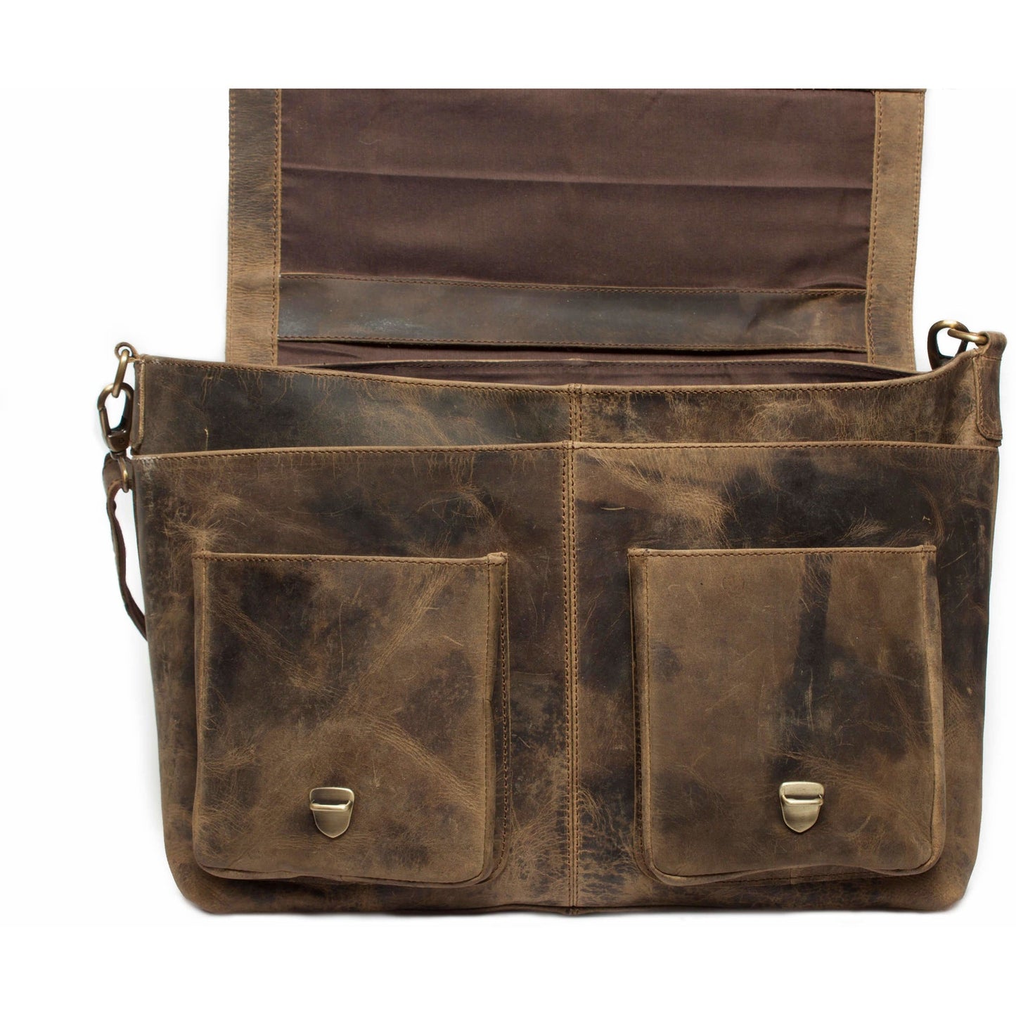 Retro Buffalo Hunter Leather Laptop Messenger Bag