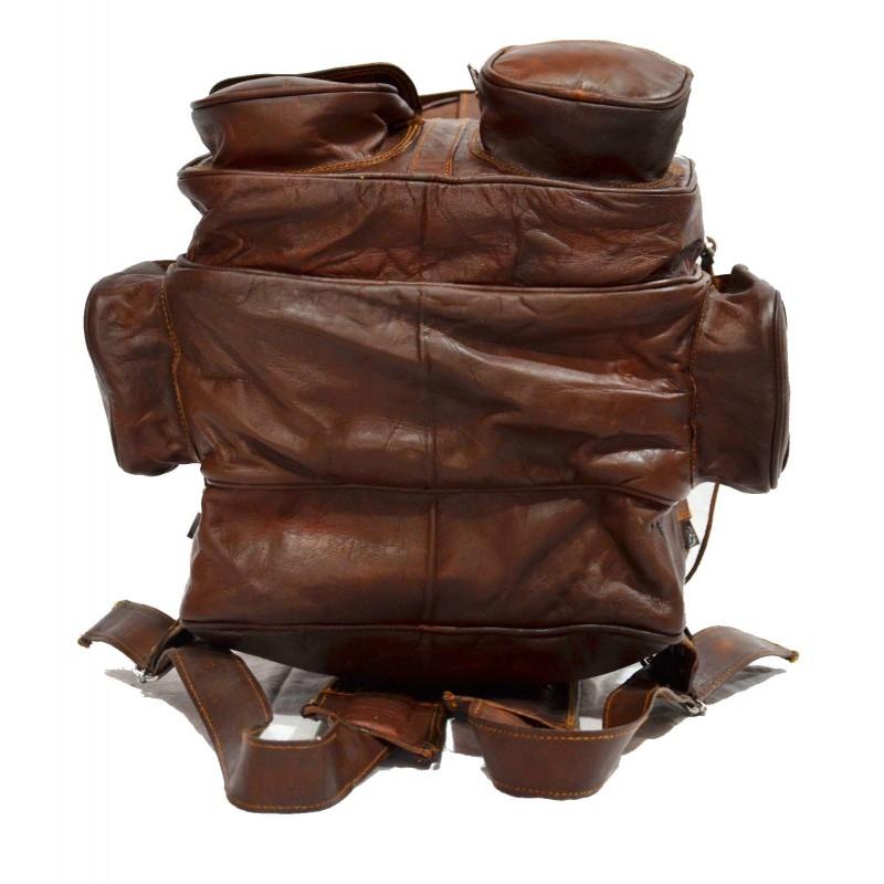 Large Vintage Handcrafted Leather Rucksack Backpack