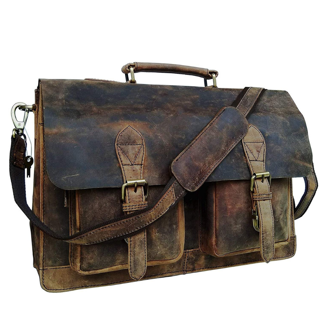 Vintage Distressed Full Grain Buffalo Leather Bag