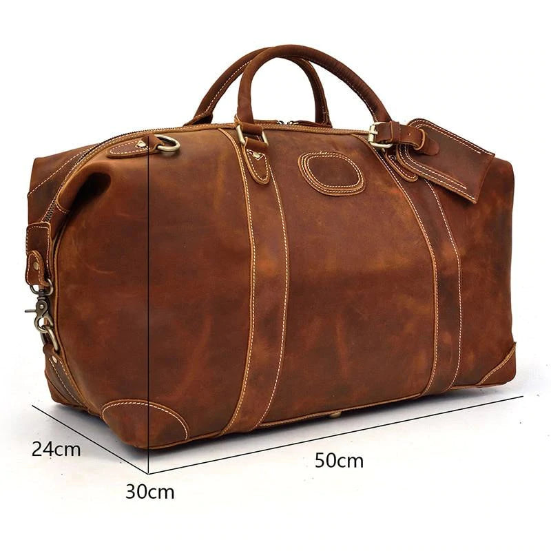 Crazy Horse Cowhide Leather Duffel Bag