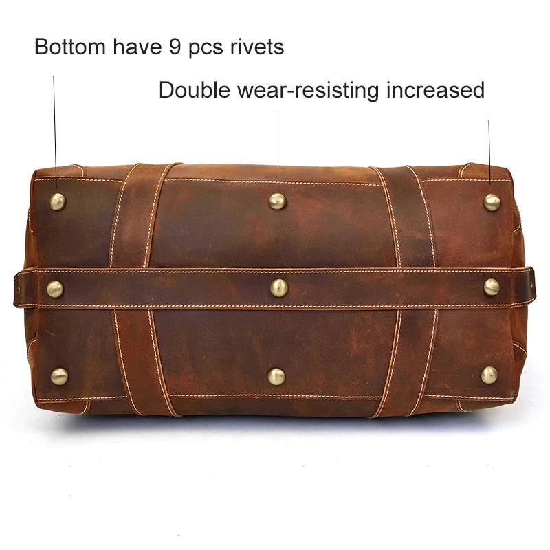 Crazy Horse Cowhide Leather Duffel Bag
