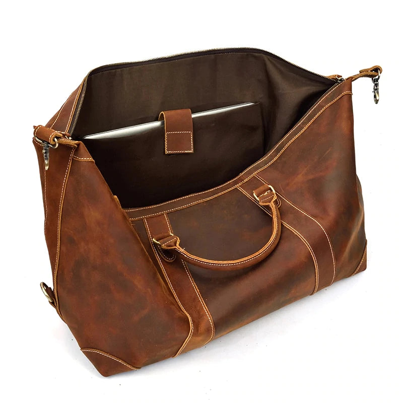 Crazy Horse Cowhide Leather Duffel Bag