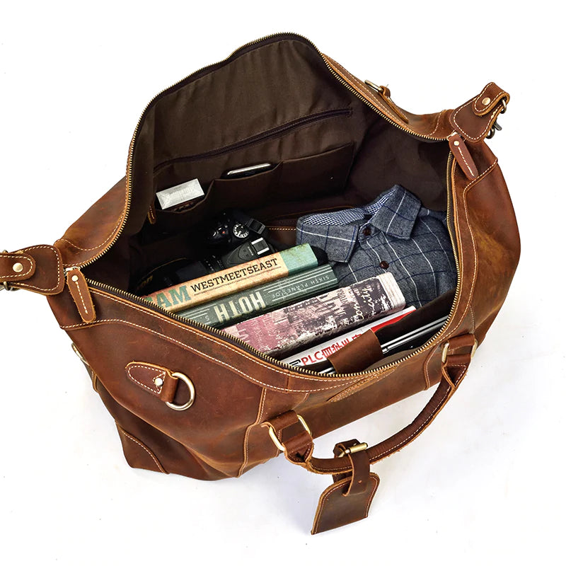 Crazy Horse Cowhide Leather Duffel Bag