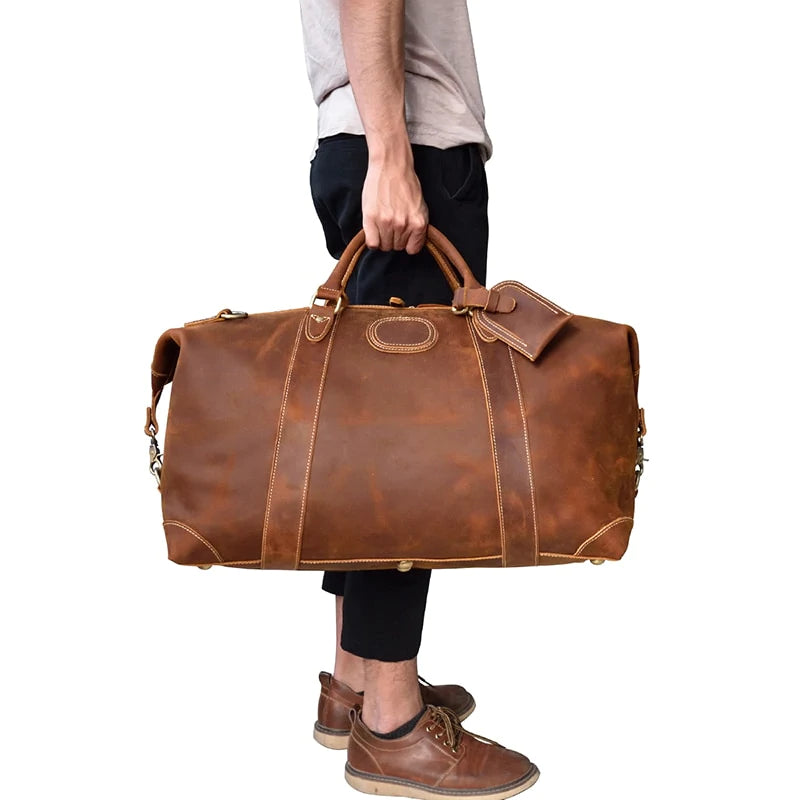 Crazy Horse Cowhide Leather Duffel Bag