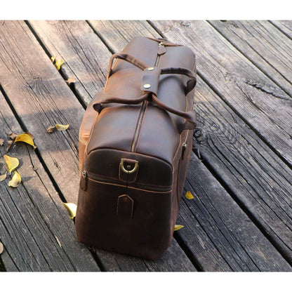 Full Grain Cowhide Leather Weekender Duffel Bag Overnight Luggage Leather Bags Gallery