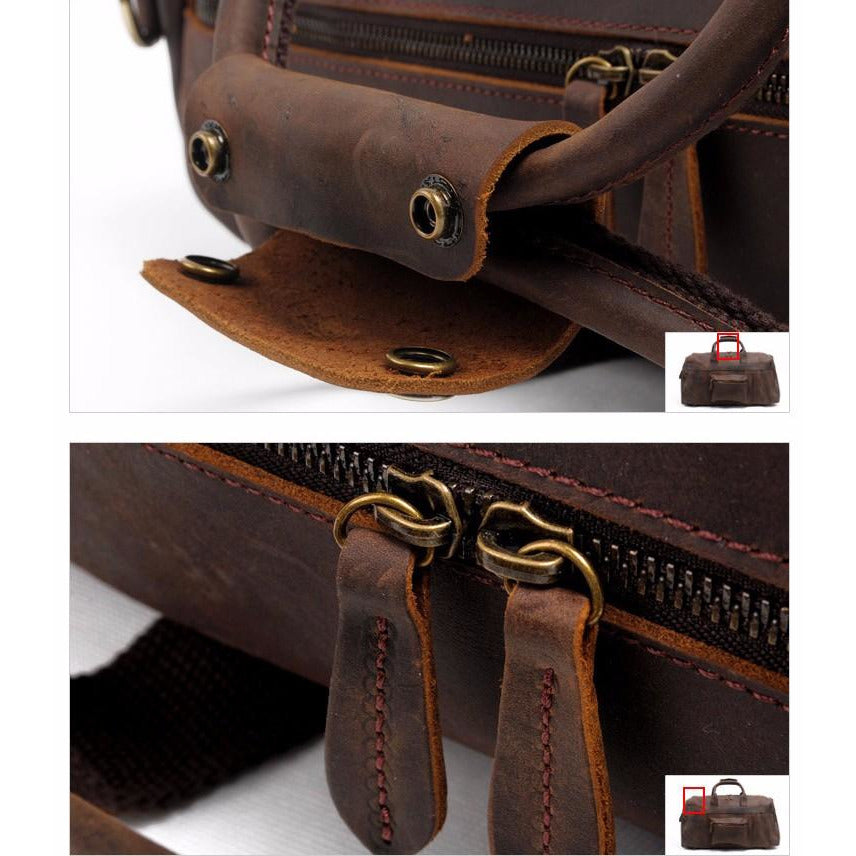 Full Grain Cowhide Leather Weekender Duffel Bag Overnight Luggage Leather Bags Gallery
