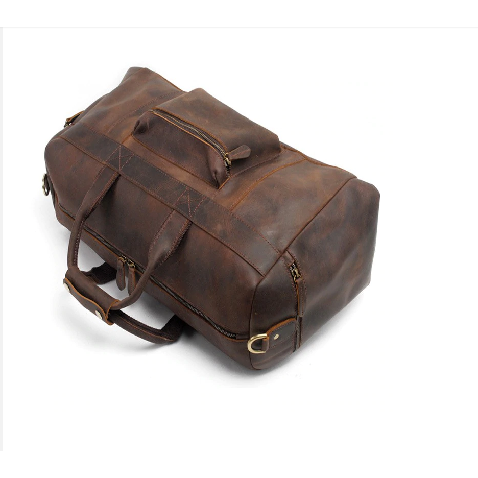 Full Grain Cowhide Leather Weekender Duffel Bag Overnight Luggage Leather Bags Gallery