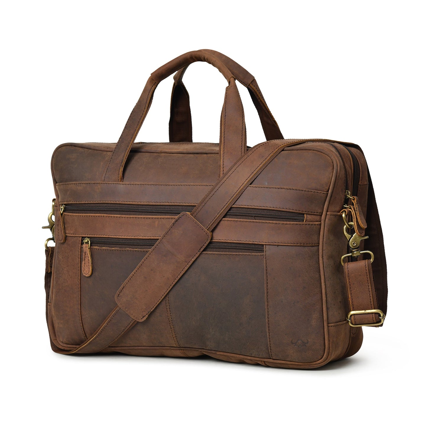 Classic Buffalo Leather Messenger Briefcase Bag
