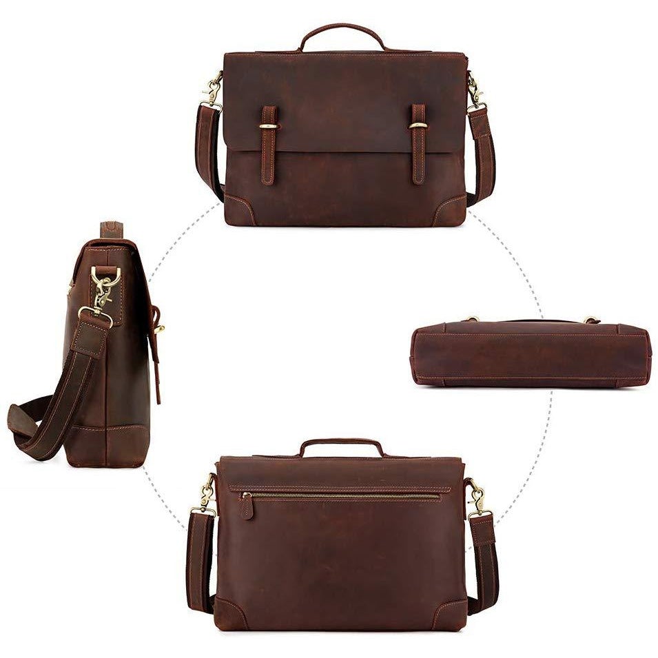 Full Grain Leather Laptop Office Briefcase