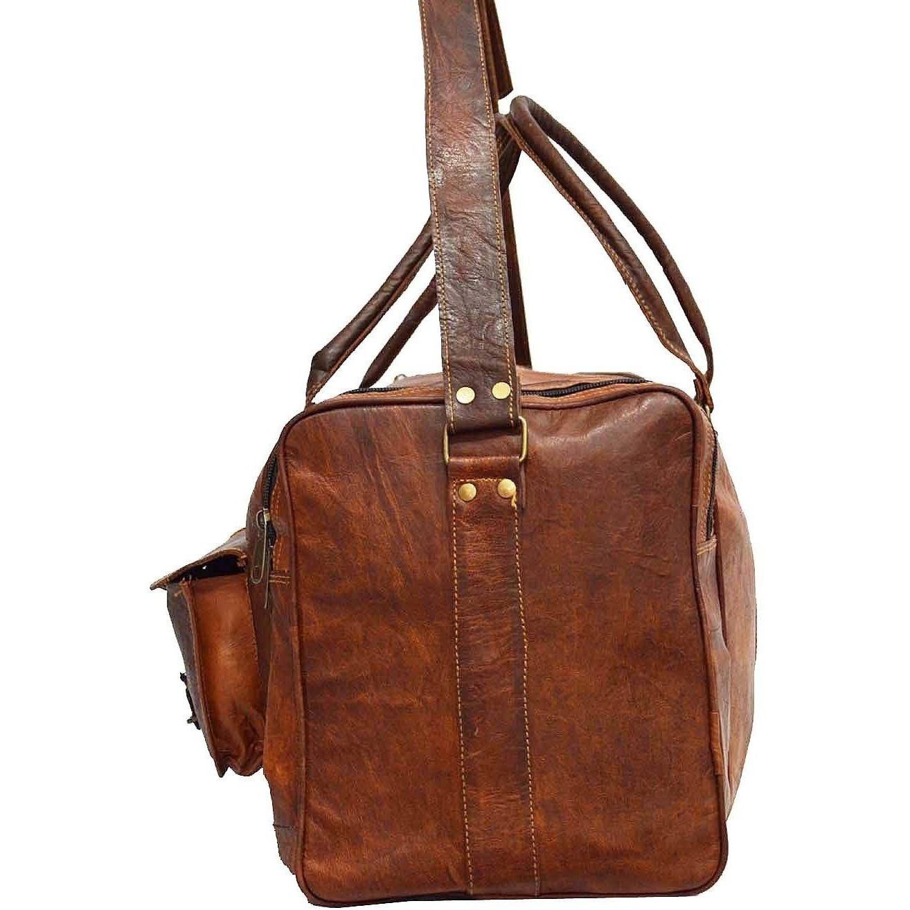 Large Handmade Vintage Leather Duffle Bag