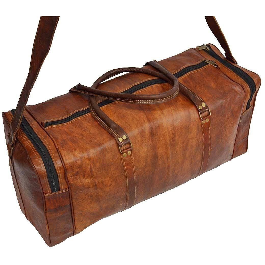 Large Handmade Vintage Leather Duffle Bag