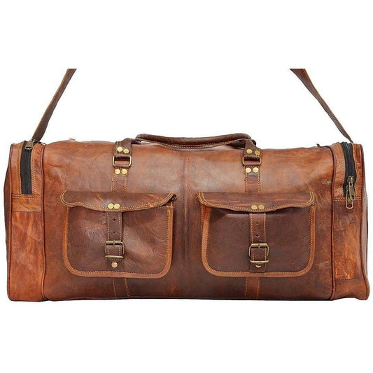Large Handmade Vintage Leather Duffle Bag