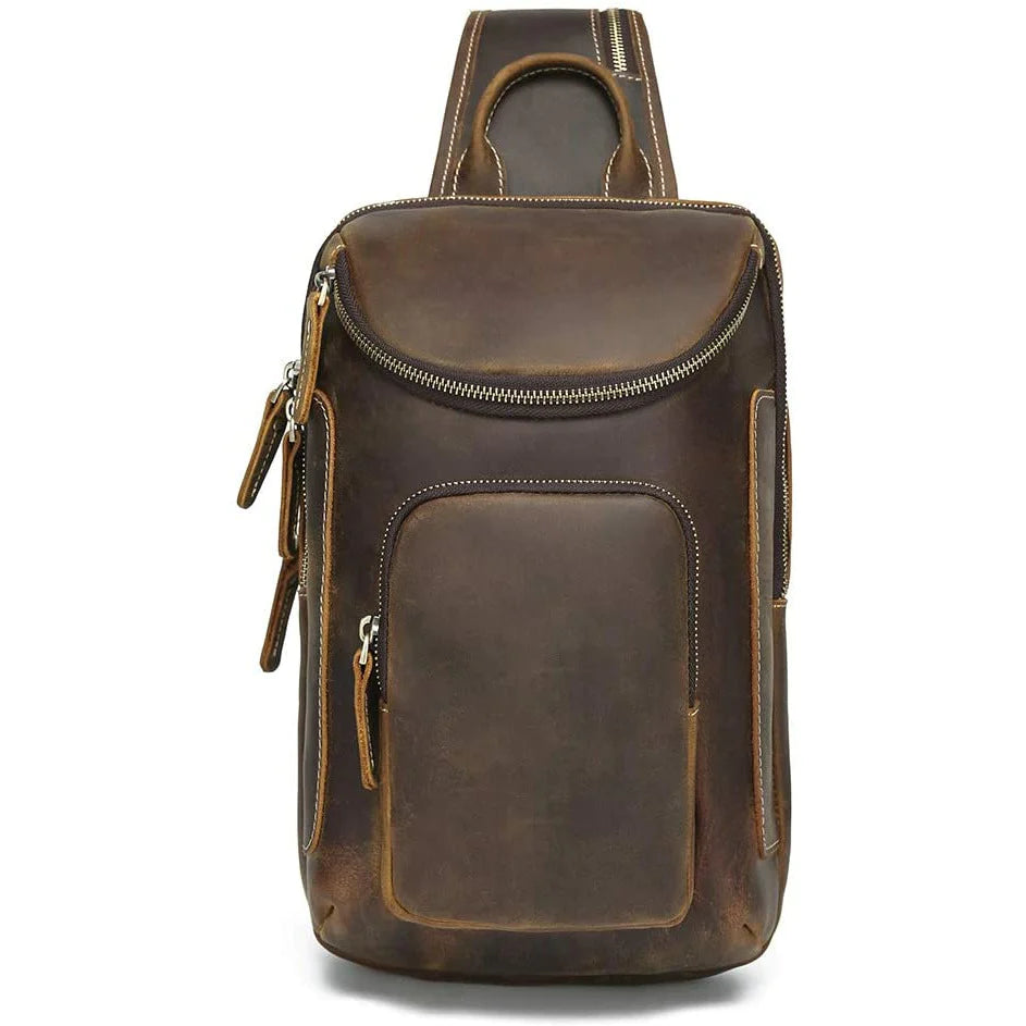 Men's Full Grain Buffalo Leather Sling Bag