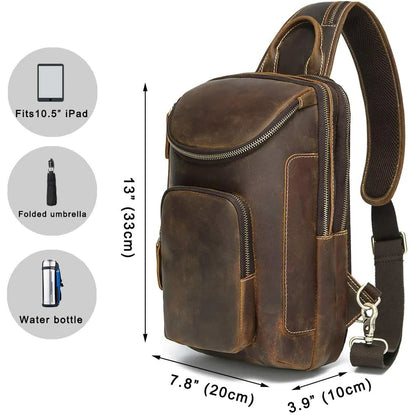 Men's Full Grain Buffalo Leather Sling Bag