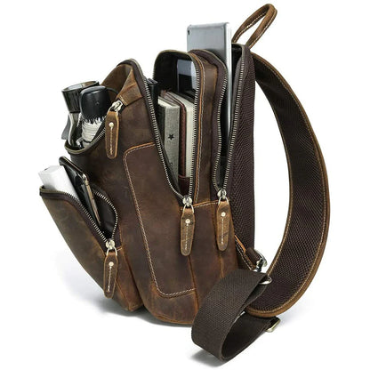 Men's Full Grain Buffalo Leather Sling Bag