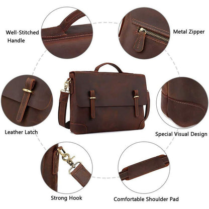 Full Grain Leather Laptop Office Briefcase