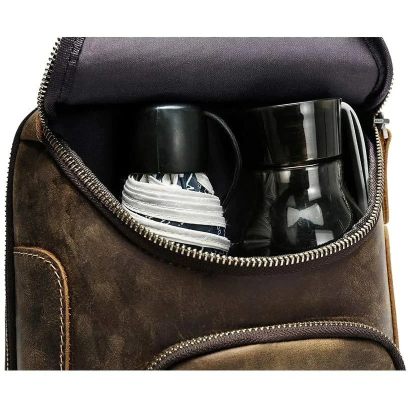 Men's Full Grain Buffalo Leather Sling Bag