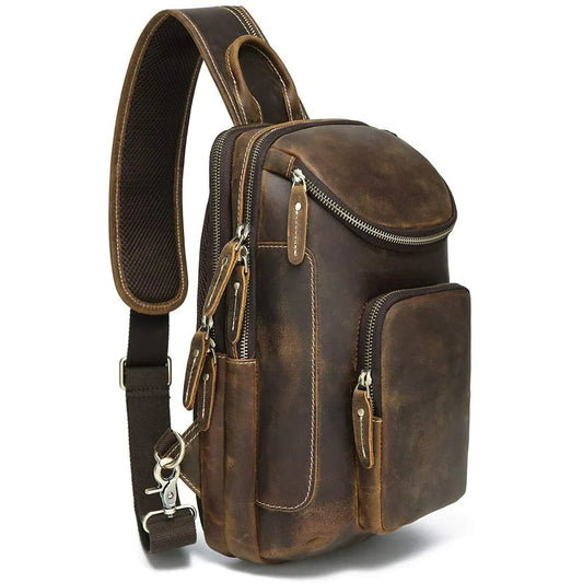 Men's Full Grain Buffalo Leather Sling Bag