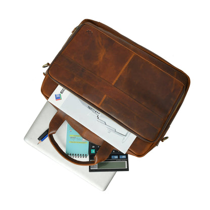 Buffalo Leather Laptop Briefcase (Serene Caramel)