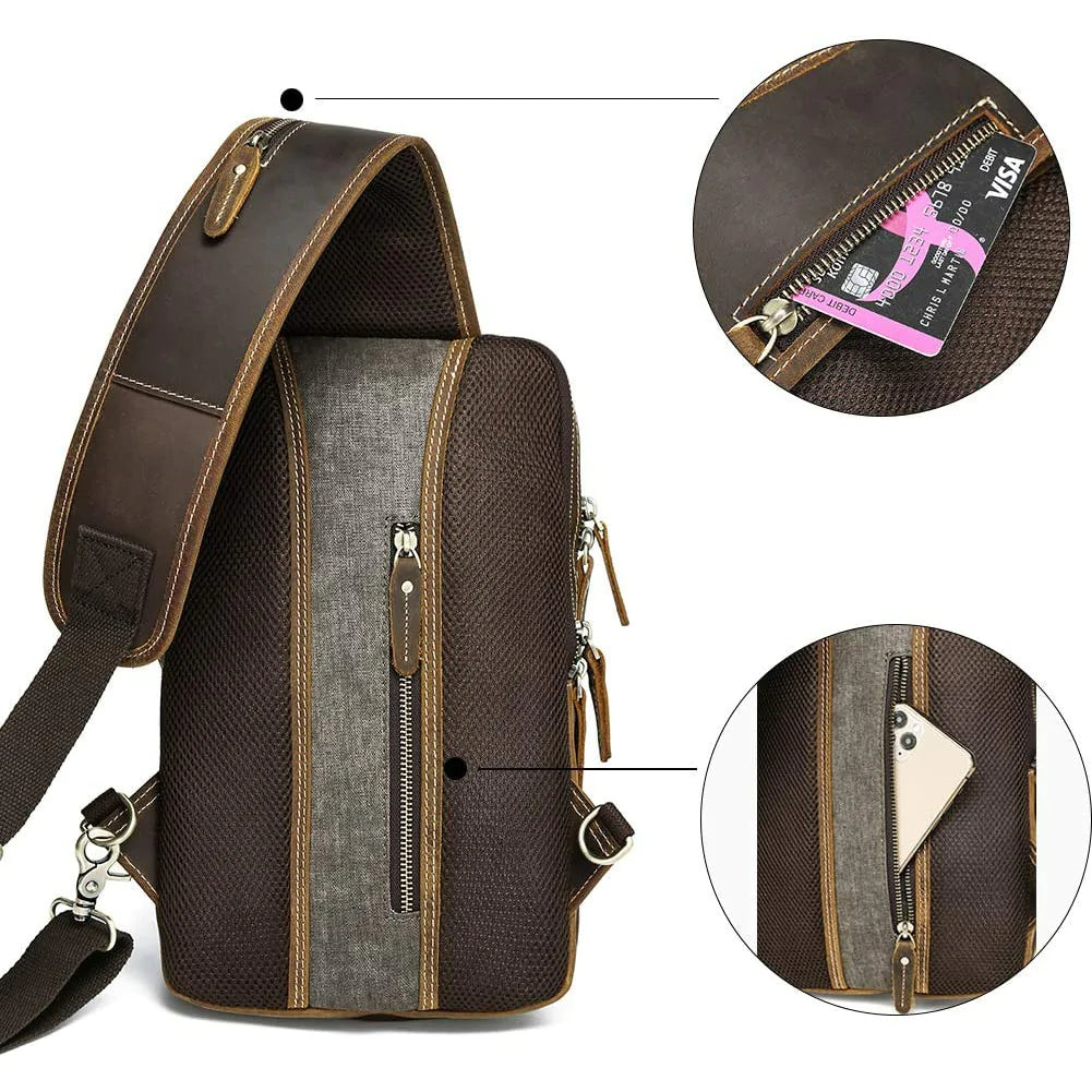 Men's Full Grain Buffalo Leather Sling Bag