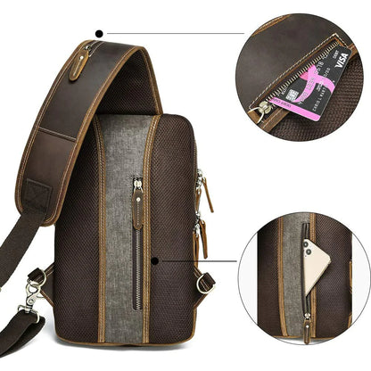 Men's Full Grain Buffalo Leather Sling Bag