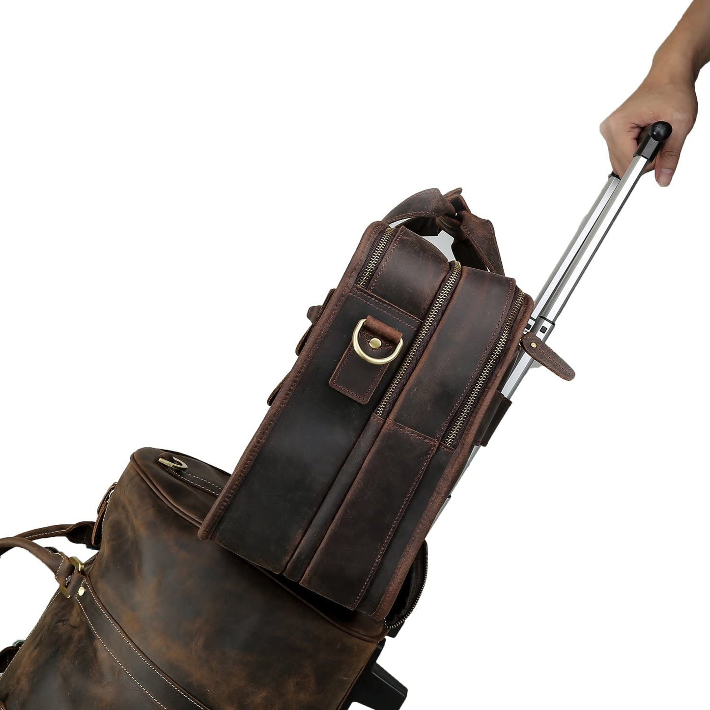 Large Vintage Travel Leather Briefcase