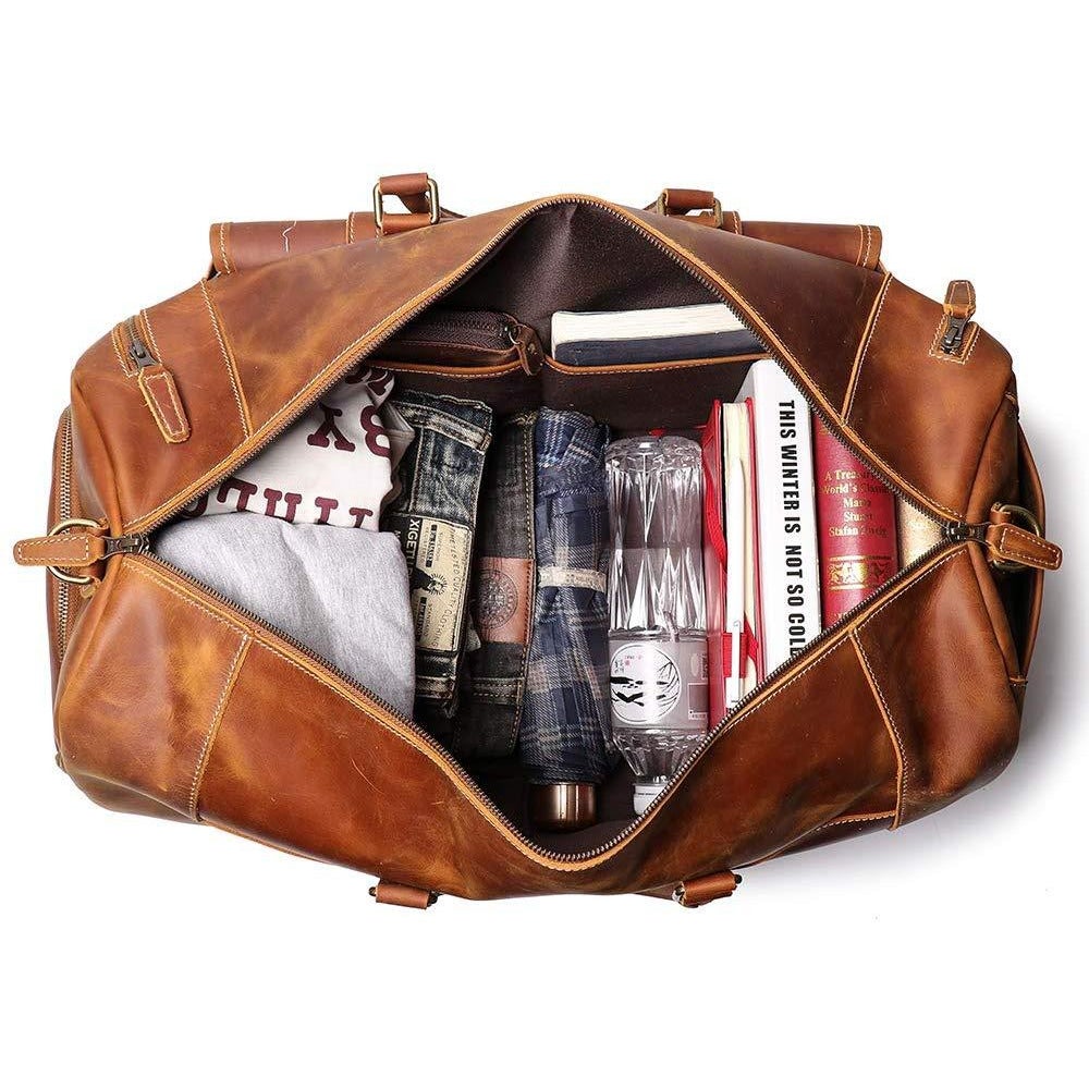 Crazy Horse Retro Buffalo Leather Duffle Bag
