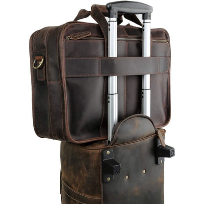 Large Vintage Travel Leather Briefcase