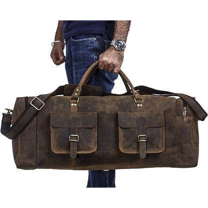 Full Grain Retro Buffalo Leather Duffle Bag