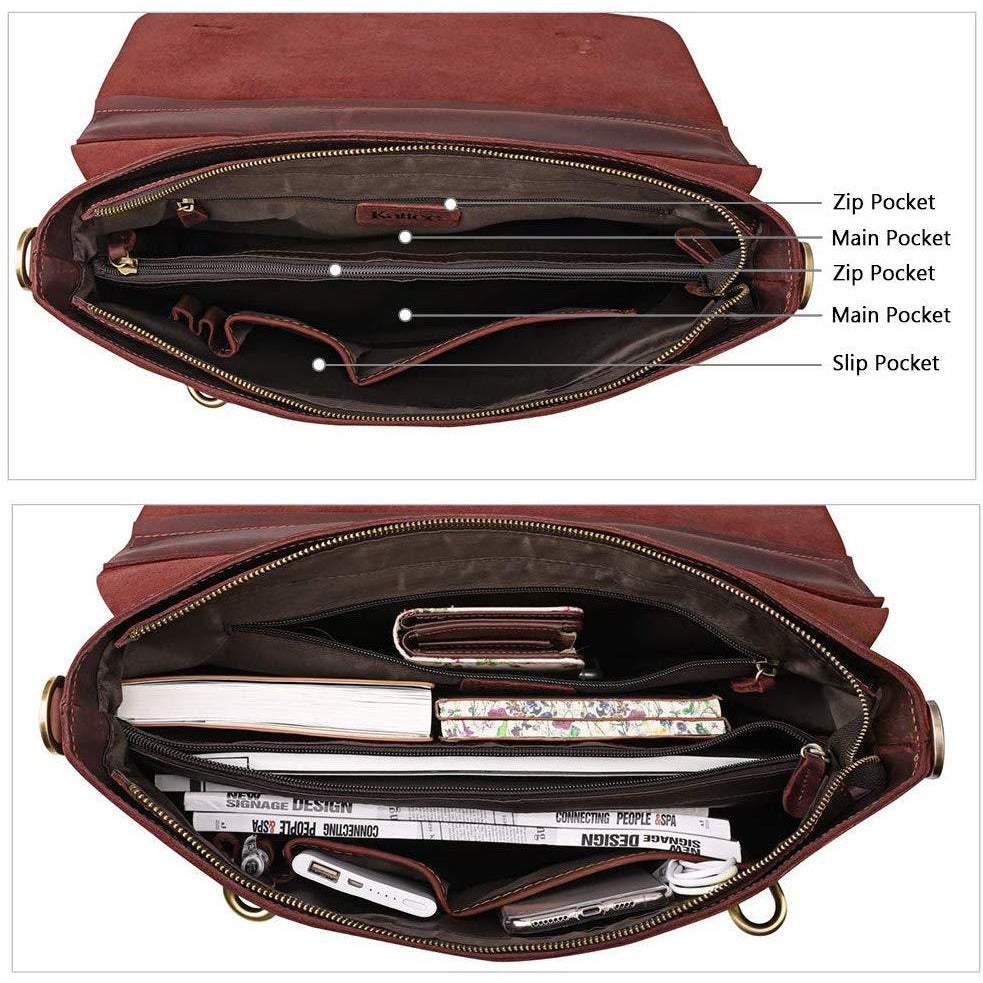 Full Grain Leather Laptop Office Briefcase