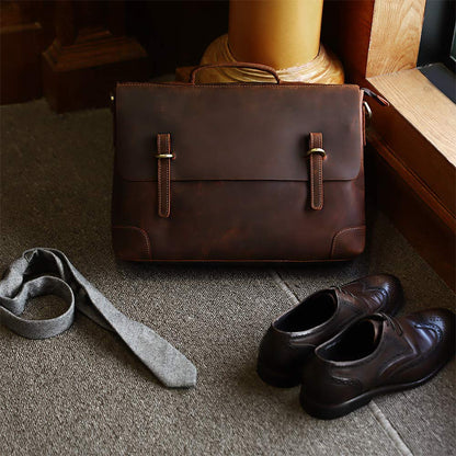 Full Grain Leather Laptop Office Briefcase