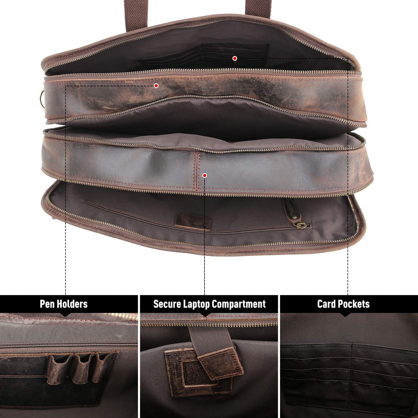 Large Vintage Travel Leather Briefcase