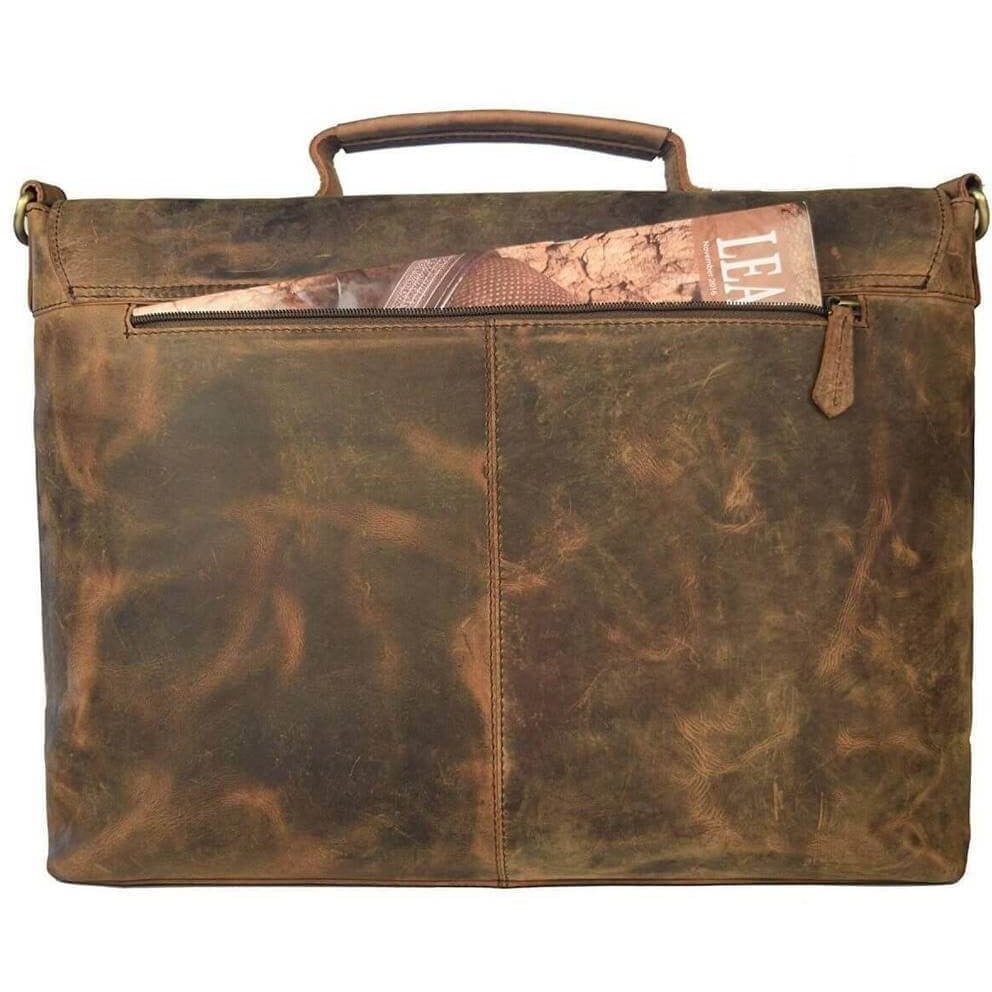 Retro Buffalo Hunter Leather Laptop Messenger Bag