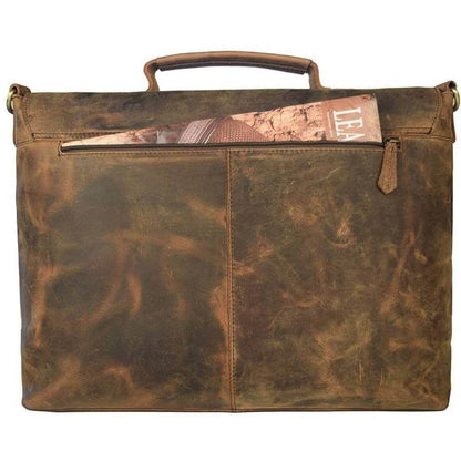 Retro Buffalo Hunter Leather Laptop Messenger Bag