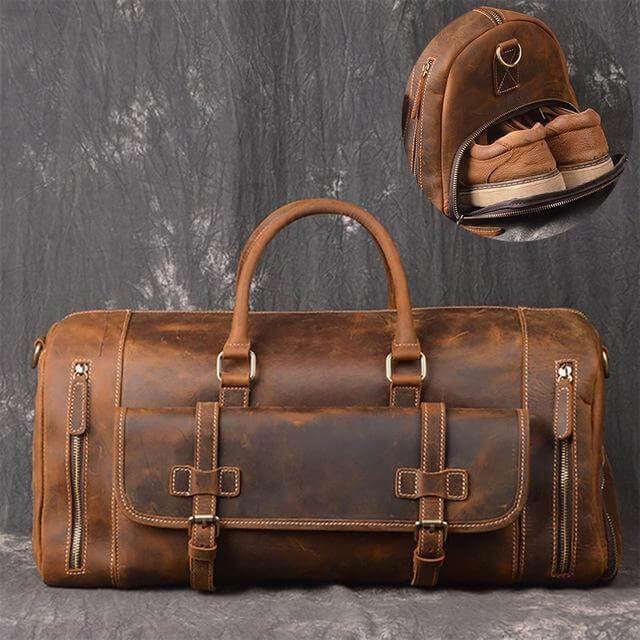 Crazy Horse Retro Buffalo Leather Duffle Bag