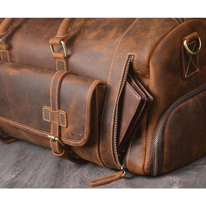 Crazy Horse Retro Buffalo Leather Duffle Bag