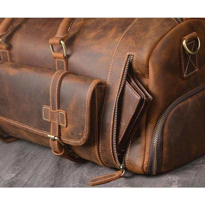 Crazy Horse Retro Buffalo Leather Duffle Bag