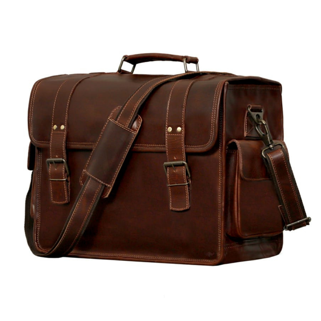 Full Grain Buffalo Leather Briefcase For Men