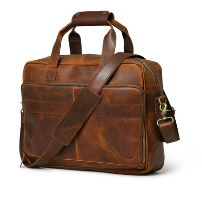 Buffalo Leather Laptop Briefcase (Serene Caramel)