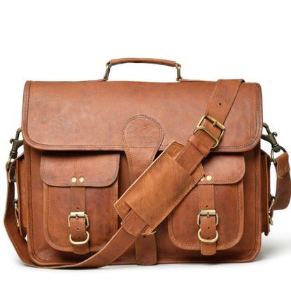 Top Grain Leather Saddle Briefcase Bag