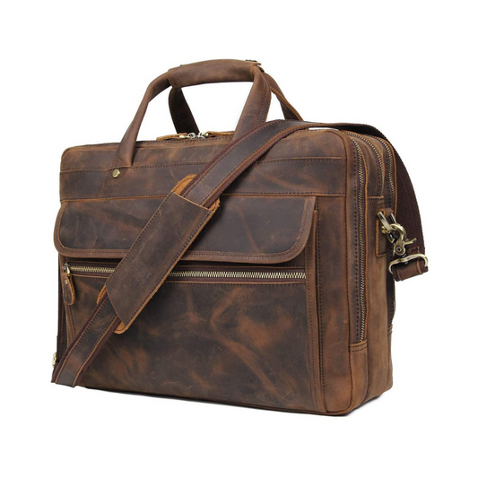 Retro Buffalo Leather Laptop Briefcase Bag