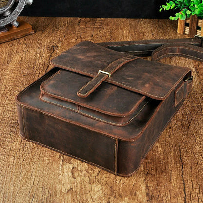 Retro Buffalo Leather Messenger Bag